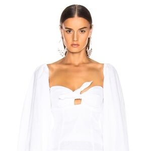 Attico White Off-The-Shoulder Long Sleeve Crop Top Blouse  US4/S